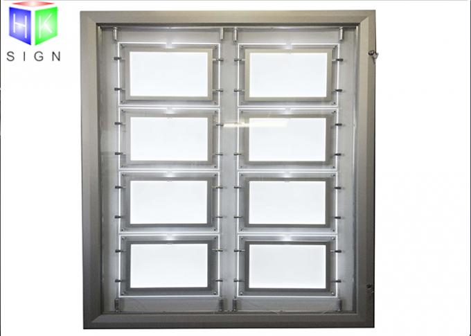 Visualizzatori della finestra dell'agente immobiliare della scatola leggera del cristallo LED della struttura della foto illuminati