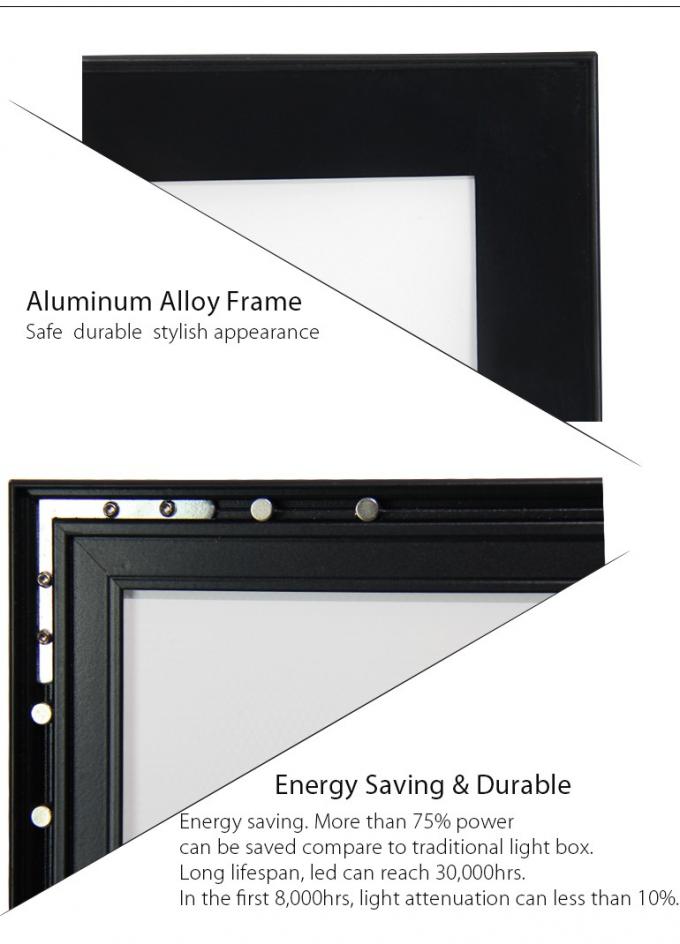Orli l'alluminio del pannello di film della scatola leggera 27X40 della struttura del manifesto di Lit LED fissato al muro