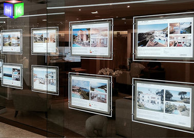 Porcellana Esposizioni acriliche ultra esili della finestra della scatola leggera LED della struttura del manifesto per gli agenti immobiliari fornitore